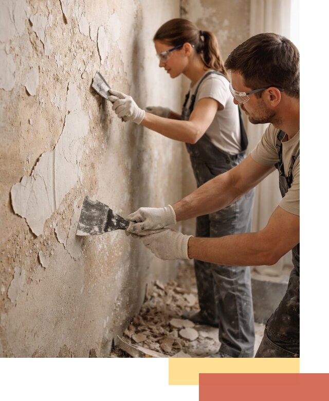 Снятие старой шпаклевки и подготовка поверхностей в слободском