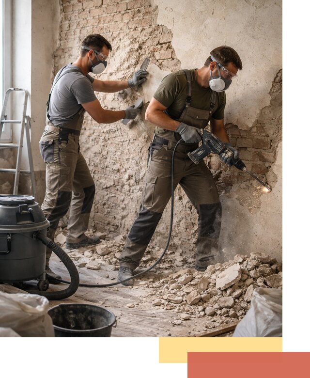 Демонтаж штукатурки со стен в слободском быстро и аккуратно