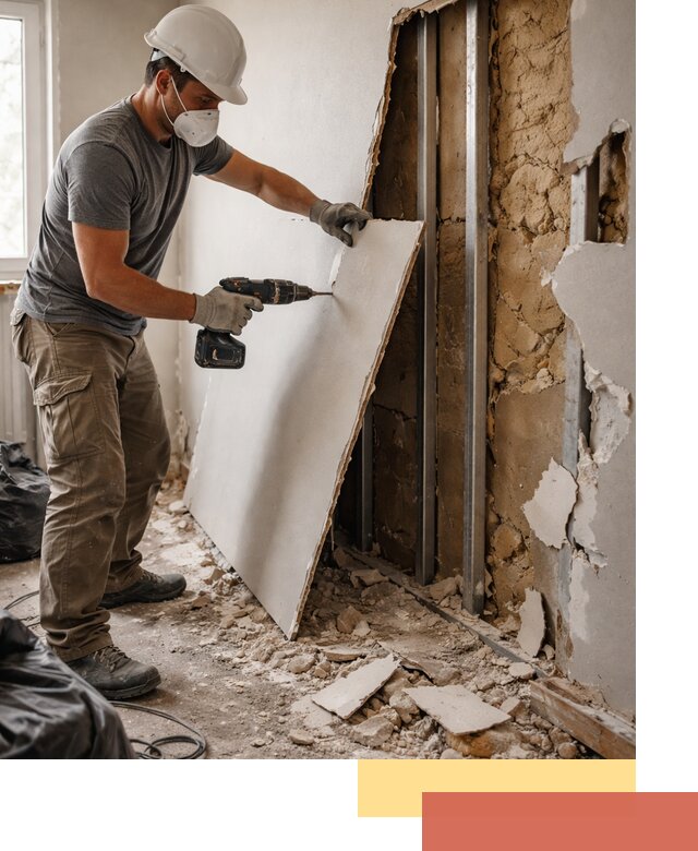 Демонтаж гипсокартона со стен в слободском качественно и быстро