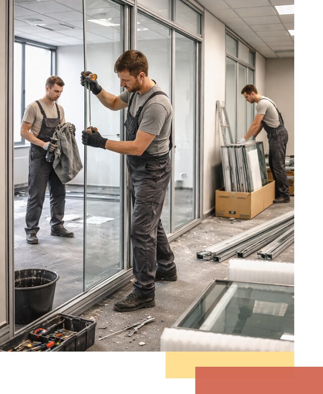 Демонтаж стеклянных перегородок в слободском быстро и безопасно