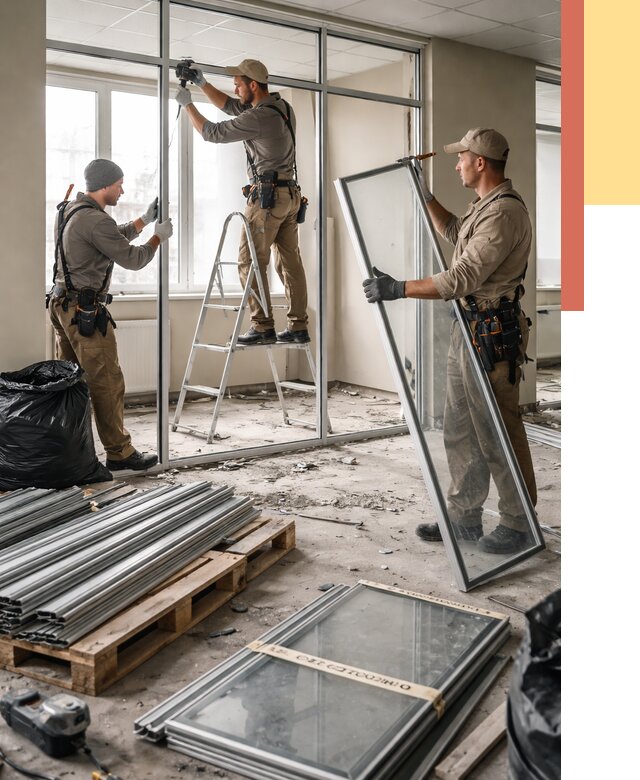 Демонтаж алюминиевых перегородок в слободском от 4328 руб. — быстро и недорого | ОТДЕЛОЧНИК-Слб