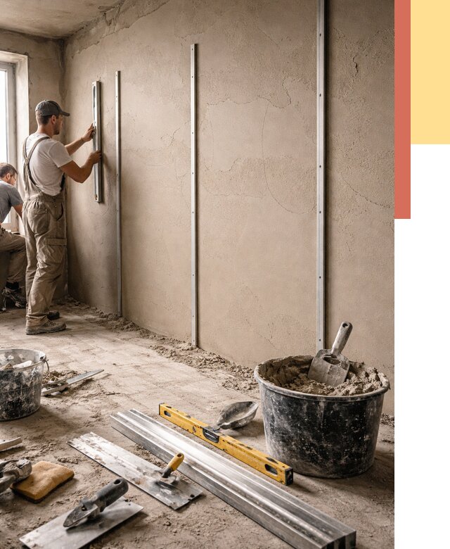 Штукатурка стен по маякам в слободском от 5668 руб./м² — выравнивание под ключ | ОТДЕЛОЧНИК-Слб