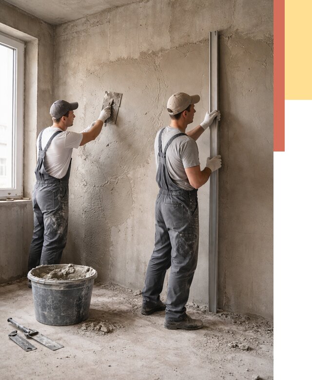 Штукатурка бетонных стен в слободском от 4637 руб/м² — качественно и быстро | ОТДЕЛОЧНИК-Слб