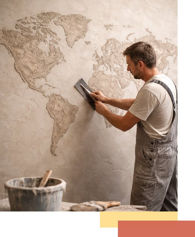 Декоративная штукатурка «Карта мира» под ключ в слободском