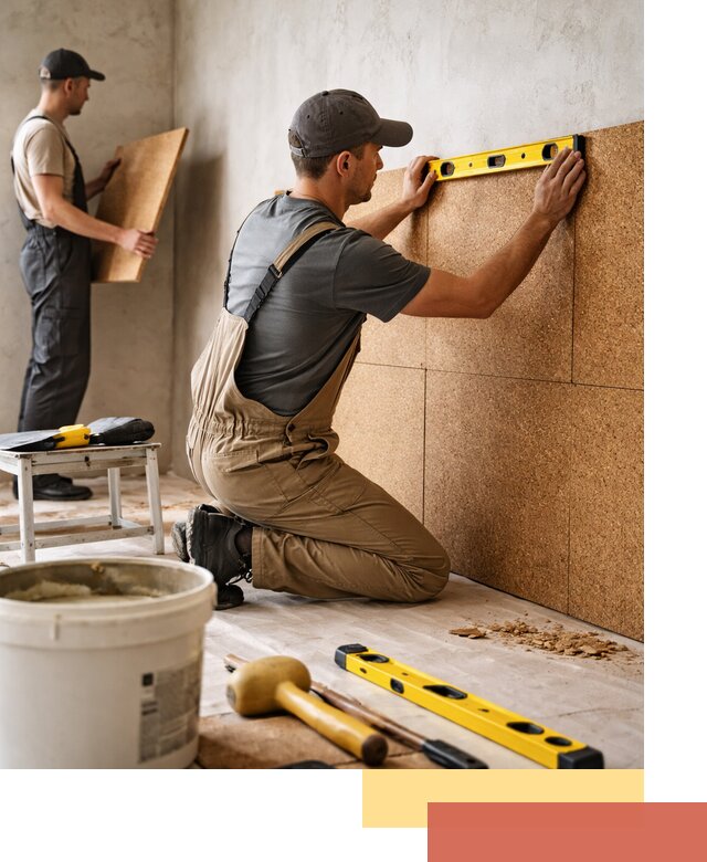 Монтаж пробковых панелей на стены в слободском быстро и качественно