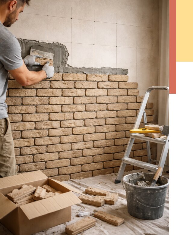 Монтаж декоративного кирпича в слободском от 3298 руб./м² — быстро и недорого | ОТДЕЛОЧНИК-Слб