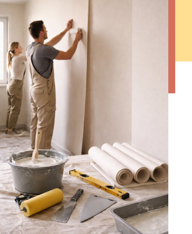 Поклейка бумажных обоев в слободском от 5668 руб./м2 — быстро и недорого | ОТДЕЛОЧНИК-Слб