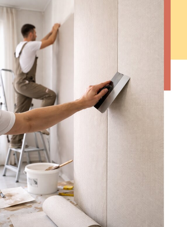 Поклейка текстильных обоев в слободском от 4637 руб. под ключ | ОТДЕЛОЧНИК-Слб