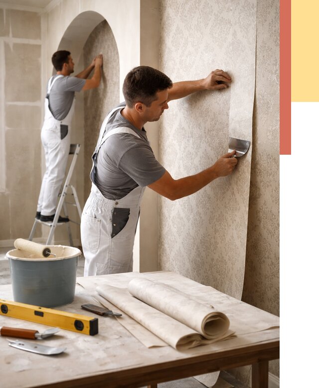 Поклейка обоев на сложные стены в слободском от 2885 руб. под ключ | ОТДЕЛОЧНИК-Слб