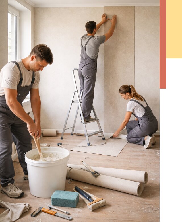 Оклейка стен обоями в слободском от 3607 руб/м2 — быстро и недорого | ОТДЕЛОЧНИК-Слб