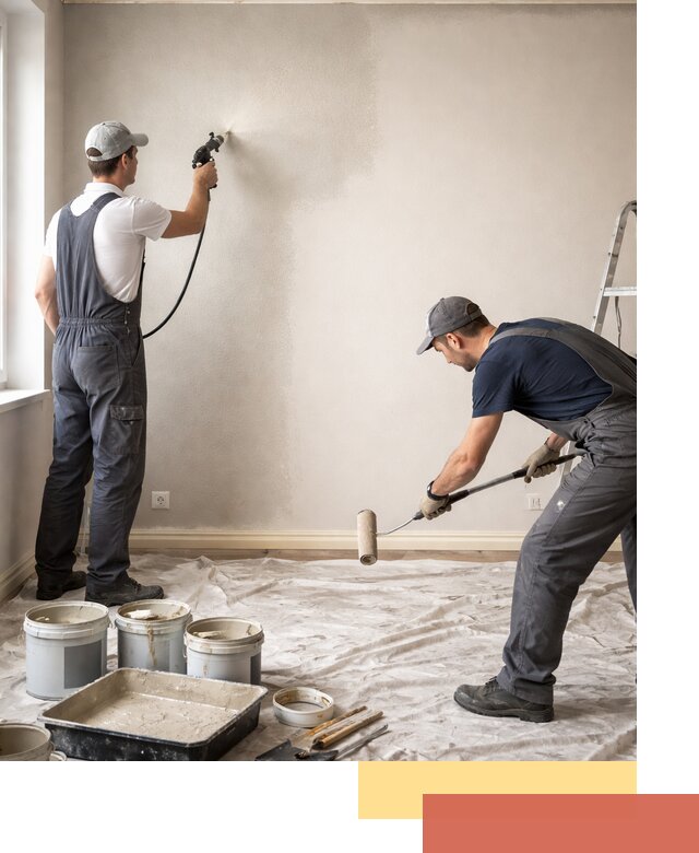 Покраска стен моющейся краской и защита поверхностей в слободском