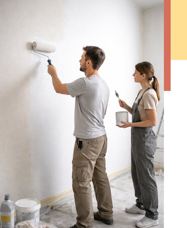 Окраска стен по стеклохолсту в слободском от 4637 руб/м² под ключ | ОТДЕЛОЧНИК-Слб