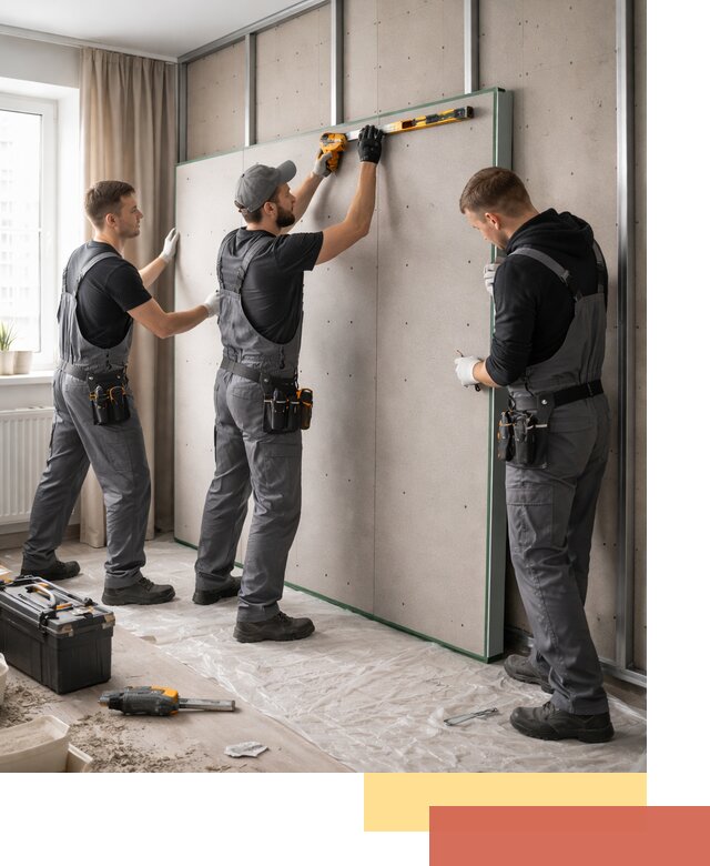 Шумоизоляция стен панелями ЗИПС в слободском для жилых и коммерческих помещений