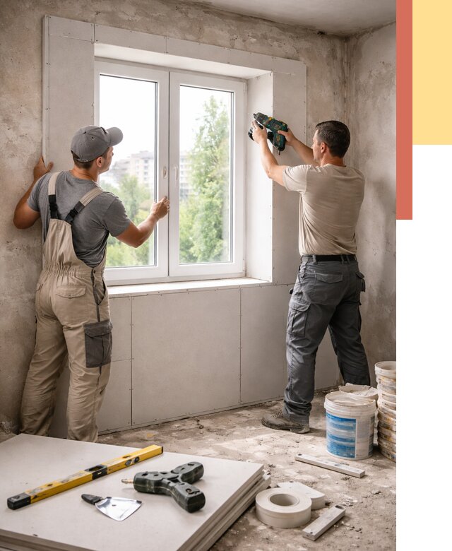 Монтаж откосов из гипсокартона в слободском от 4637 руб. под ключ | ОТДЕЛОЧНИК-Слб