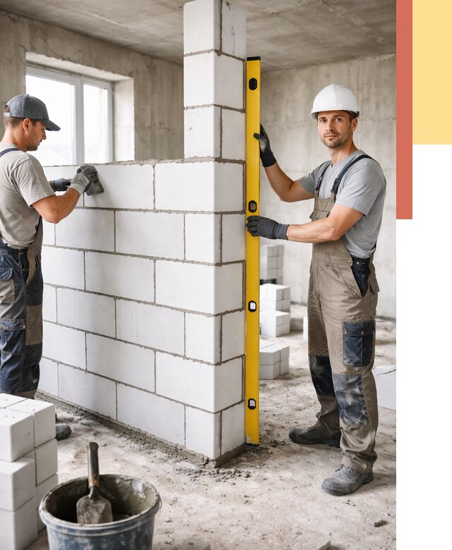 Кладка перегородок из пеноблока в слободском от 1855 руб. под ключ | ОТДЕЛОЧНИК-Слб