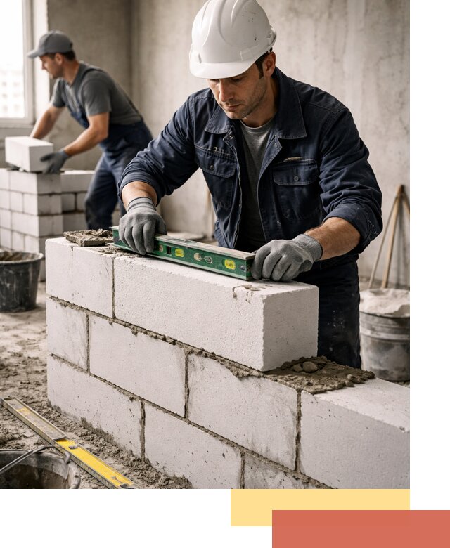 Кладка перегородок из пеноблока под ключ в слободском