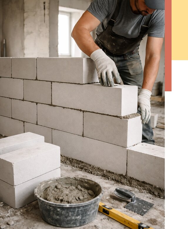 Кладка перегородок из силикатного блока в слободском от 4122 руб. под ключ | ОТДЕЛОЧНИК-Слб