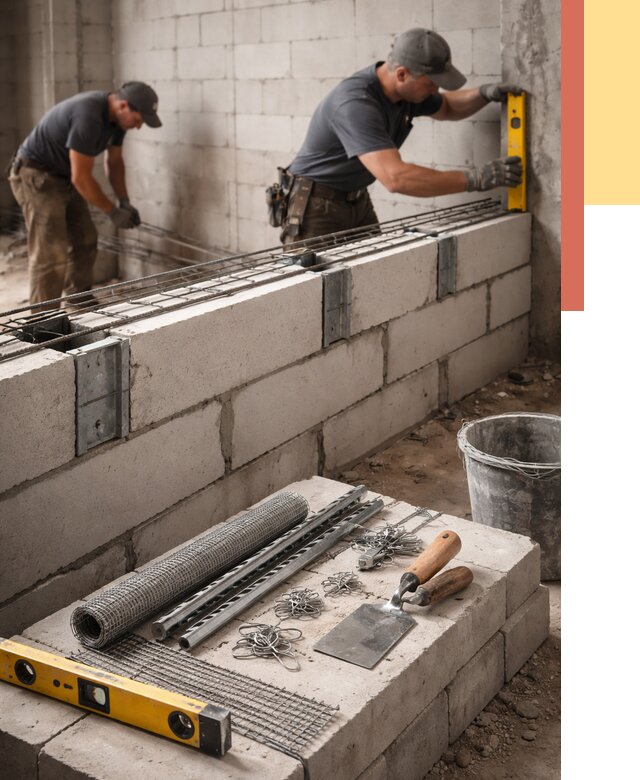 Армирование кладки перегородок в слободском от 773 руб. под ключ | ОТДЕЛОЧНИК-Слб