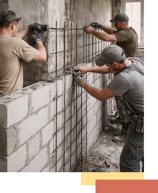 Армирование кладки перегородок в слободском профессионально и надёжно