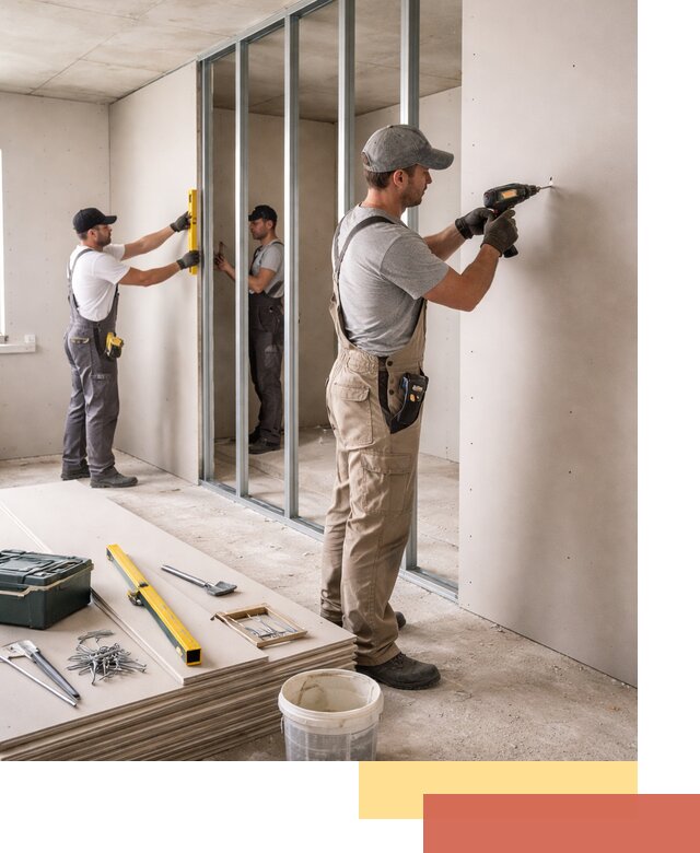 Однослойная перегородка из гипсокартона в слободском под ключ, монтаж и отделка