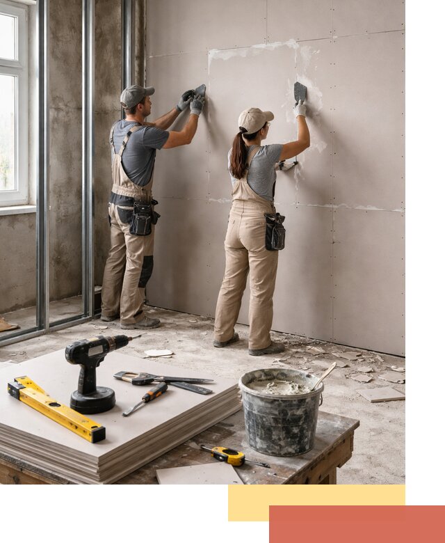 Монтаж двухслойной перегородки из гипсокартона в слободском