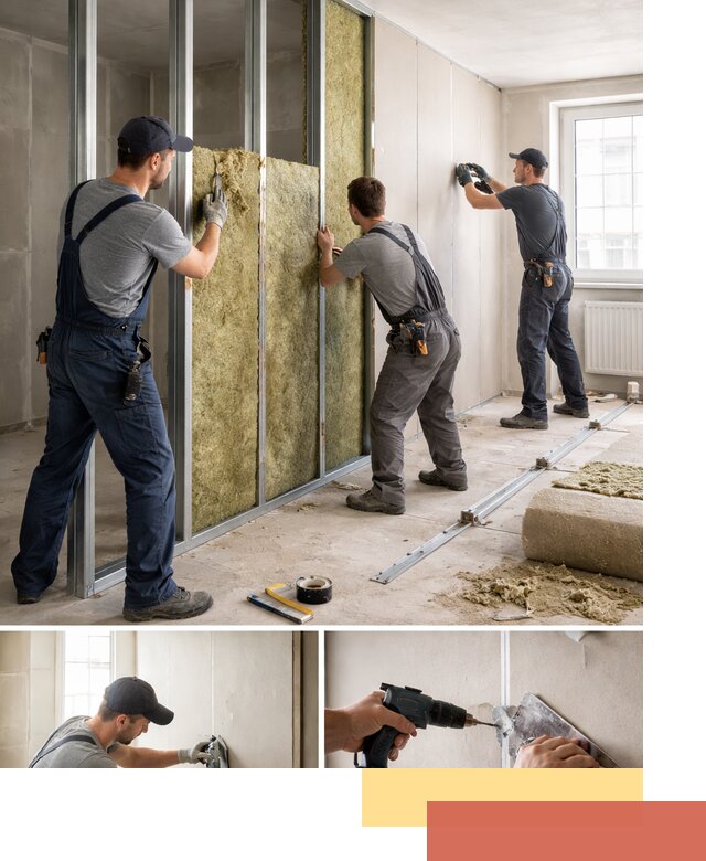 Перегородка из гипсокартона с шумоизоляцией в слободском — монтаж под ключ