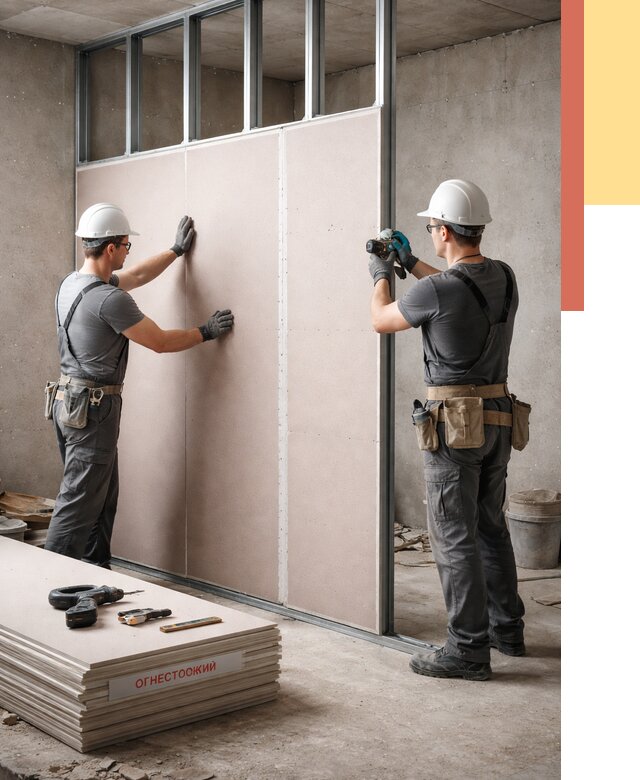 Перегородка из огнестойкого гипсокартона в слободском от 1906 руб. под ключ | ОТДЕЛОЧНИК-Слб