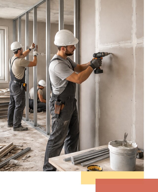 Перегородки из огнестойкого гипсокартона в слободском под ключ