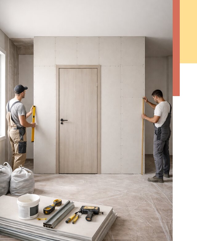 Перегородка из гипсокартона с дверью в слободском от 4637 руб. под ключ | ОТДЕЛОЧНИК-Слб