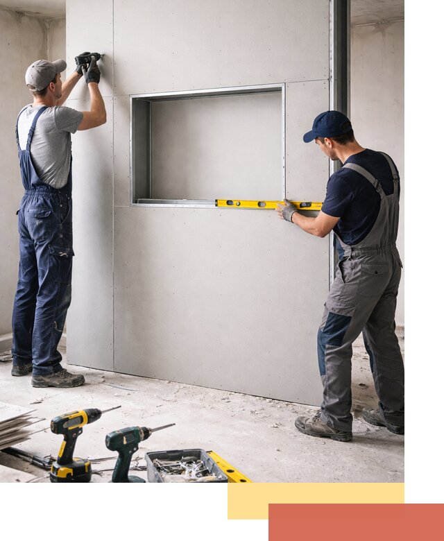 Перегородка из гипсокартона с нишей под декор в слободском