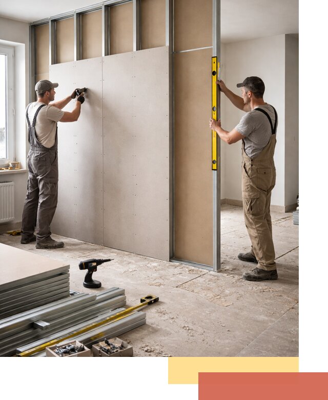 Зонирующая перегородка из гипсокартона под ключ в слободском