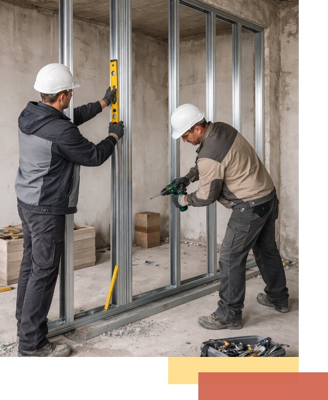 Монтаж каркаса перегородки из профиля в слободском