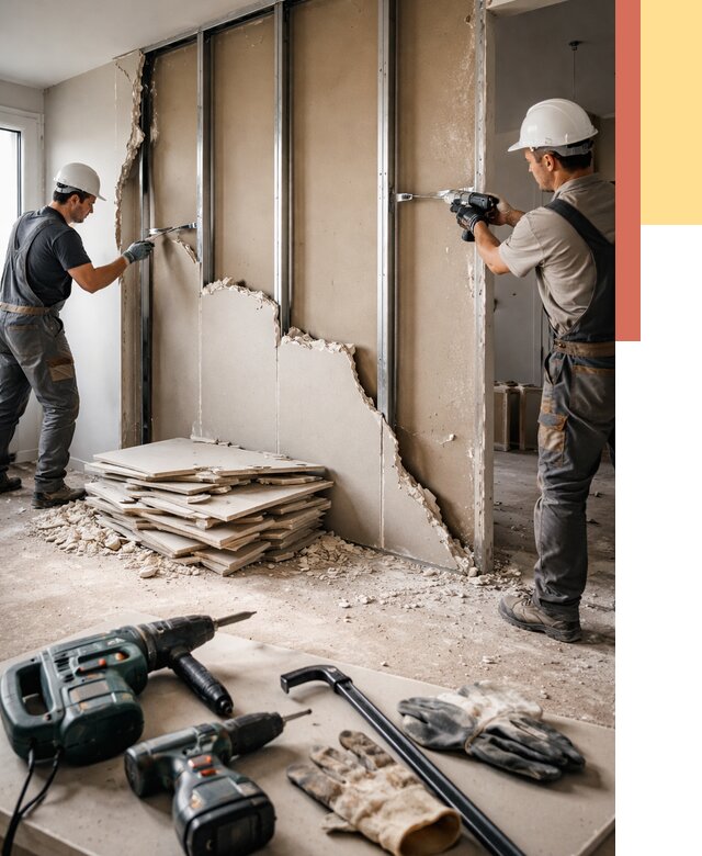 Демонтаж перегородки из гипсокартона в слободском от 1237 руб. быстро и недорого | ОТДЕЛОЧНИК-Слб