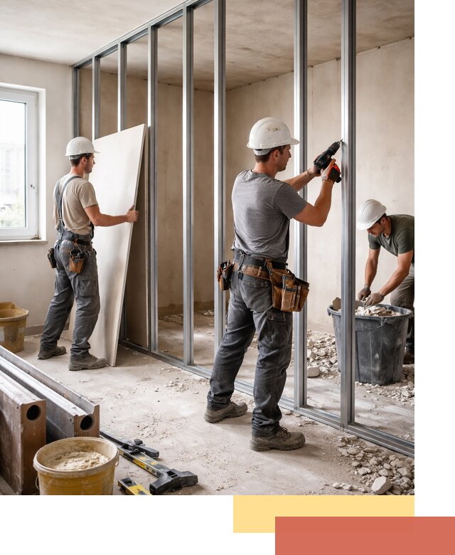 Перенос гипсокартонной перегородки в слободском профессионально и быстро