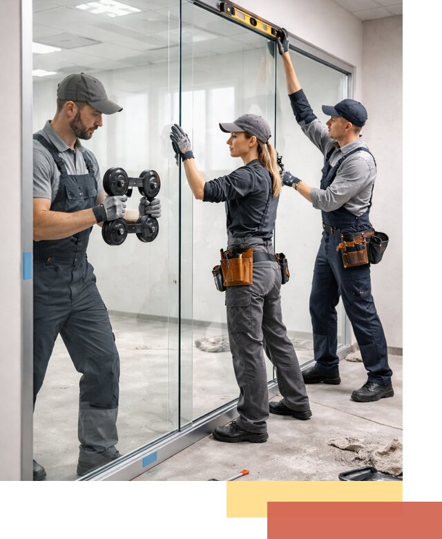 Профессиональный монтаж стеклянных перегородок в слободском