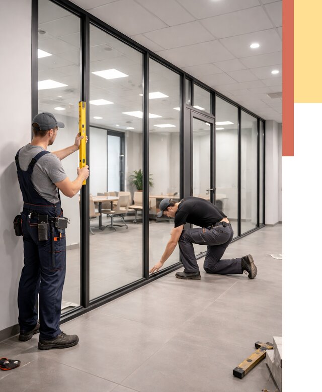 Каркасные стеклянные перегородки в слободском под ключ от 9481 руб. | ОТДЕЛОЧНИК-Слб