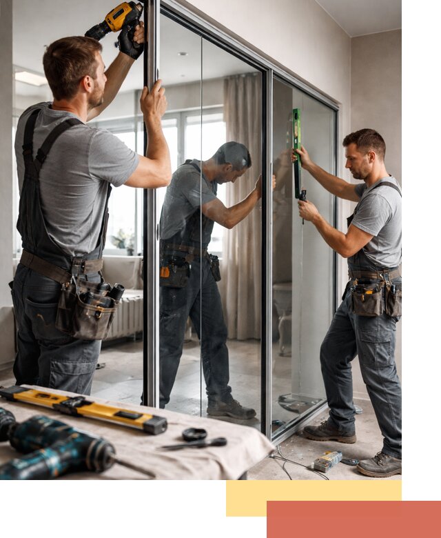 Каркасные стеклянные перегородки под ключ в слободском