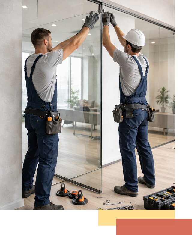 Безрамные стеклянные перегородки под ключ в слободском