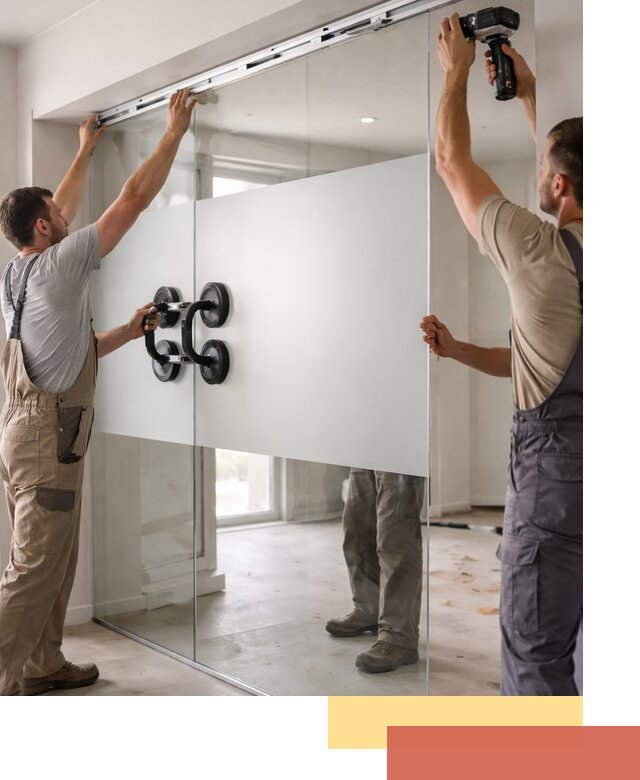 Матовые стеклянные перегородки под ключ в слободском