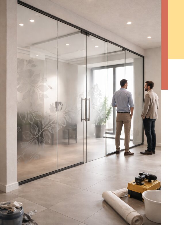 Стеклянные перегородки с рисунком в слободском от 12881 руб. монтаж и нанесение | ОТДЕЛОЧНИК-Слб