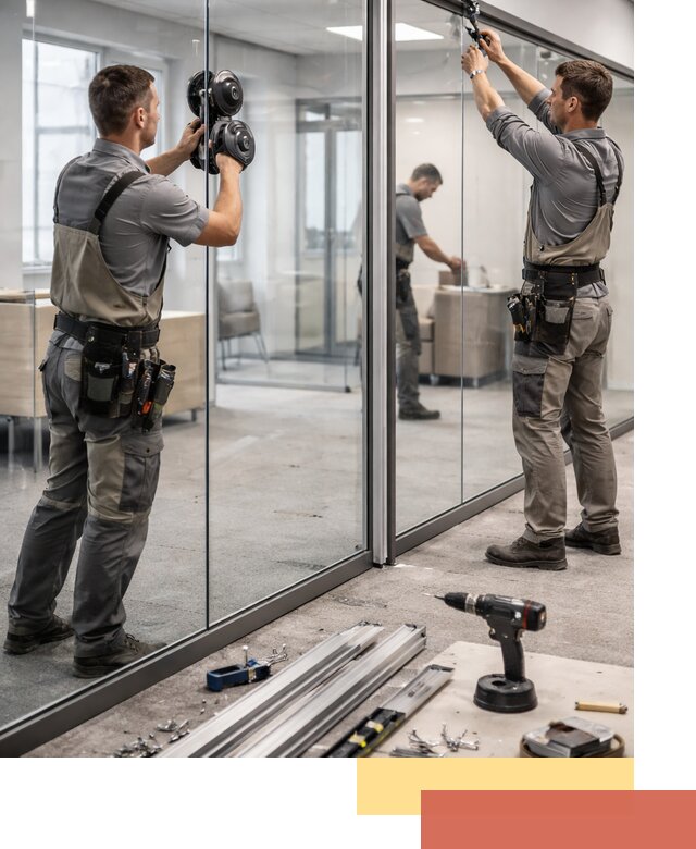 Стеклянные офисные перегородки под ключ в слободском