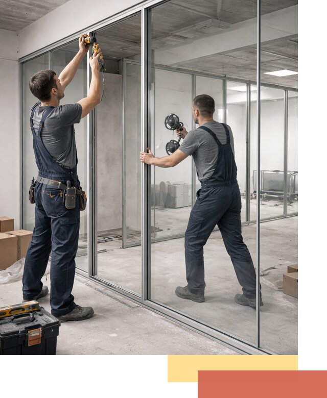 Алюминиевые перегородки со стеклом в слободском — изготовление и монтаж