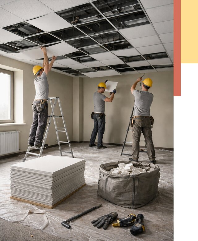 Демонтаж потолка Армстронг в слободском от 4637 руб. быстро и недорого | ОТДЕЛОЧНИК-Слб