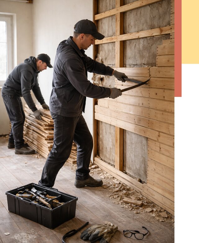 Демонтаж вагонки в слободском от 3916 руб/м2 — быстро и недорого | ОТДЕЛОЧНИК-Слб