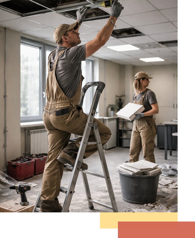 Ремонт потолка Армстронг и замена плит в слободском