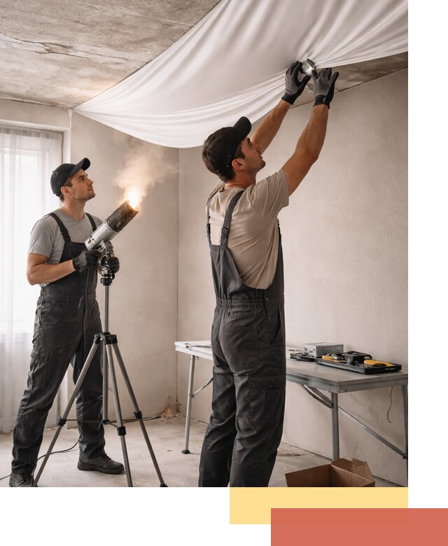 Установка натяжного потолка под ключ в слободском