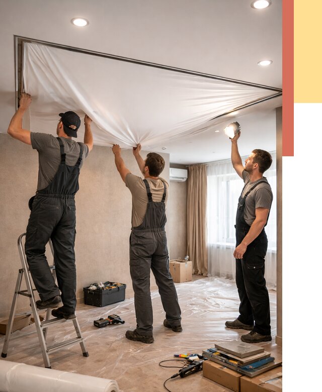 Монтаж ПВХ натяжного потолка в слободском от 3607 руб. под ключ | ОТДЕЛОЧНИК-Слб