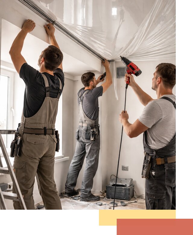 Монтаж глянцевого натяжного потолка в слободском быстро и качественно