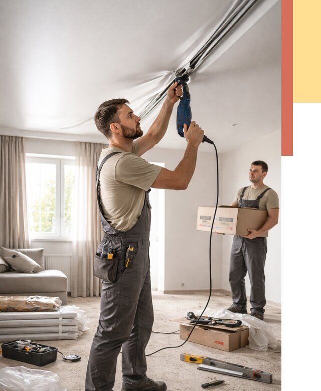 Монтаж сатинового натяжного потолка в слободском от 3607 руб. | Быстро, недорого — ОТДЕЛОЧНИК-Слб