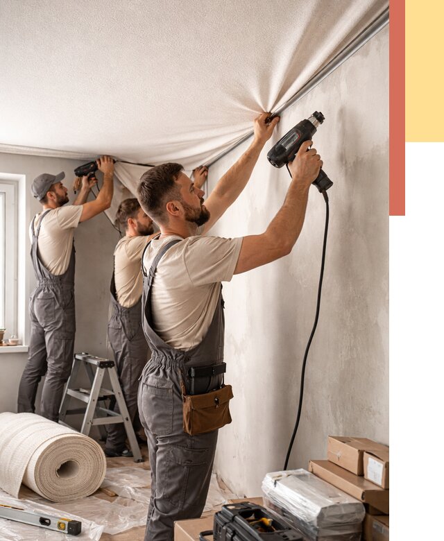 Монтаж фактурного натяжного потолка в слободском от 773 руб. — ОТДЕЛОЧНИК-Слб